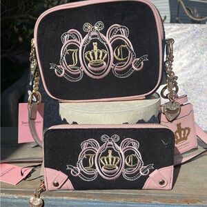 Juicy Couture Lovers Club Camera Bag and Wallet Set Black and Pink Viral TicTok